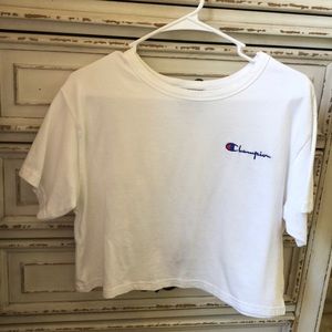 White Champion Crop Tee